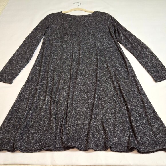 Cozy A-Line Swing Dress Size Large Grey Round Neck Long Sleeve - Picture 3 of 10